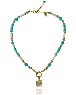 White Care Eye Pendant Necklace