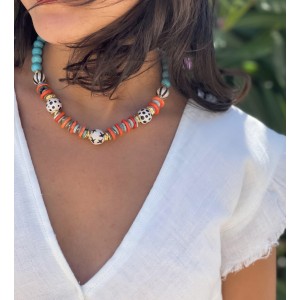 Turqoise Coral Ceramic Necklace