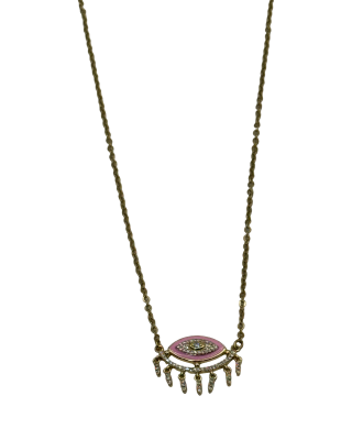 Zircon Eye Necklace Pink