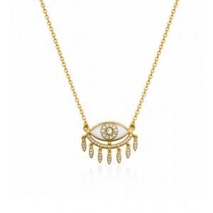 Zircon Eye Necklace White
