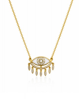 Zircon Eye Necklace White