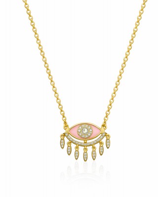 Zircon Eye Necklace Pink