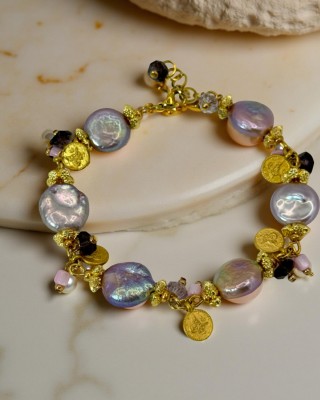 Pink Pearl Coin Bracelet