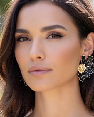 Black Flower Earrings