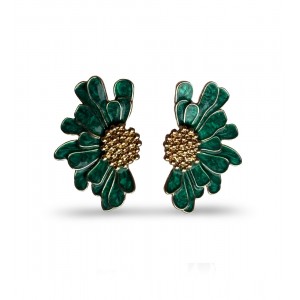 Green Flower Earrings