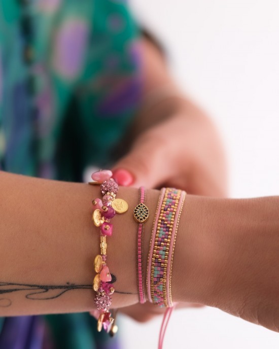 Gold Coin Pink Quvars Bracelet Gold Coin Pink Quvars Bracelet