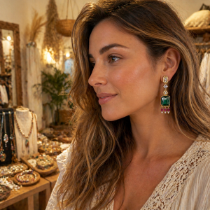 Cecile  Green Earrings