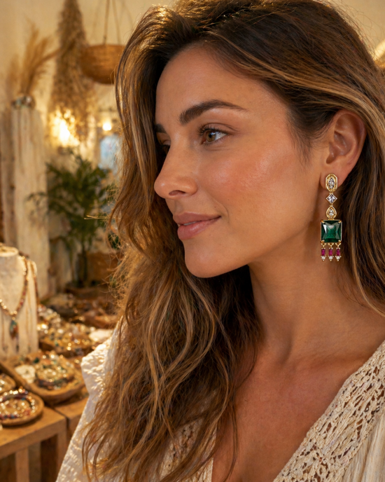Cecile  Green Earrings