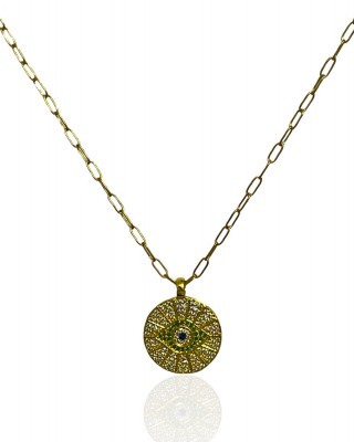 Gold Zircon Eye Necklace